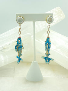 Vintage Cloisonne Fish Earrings