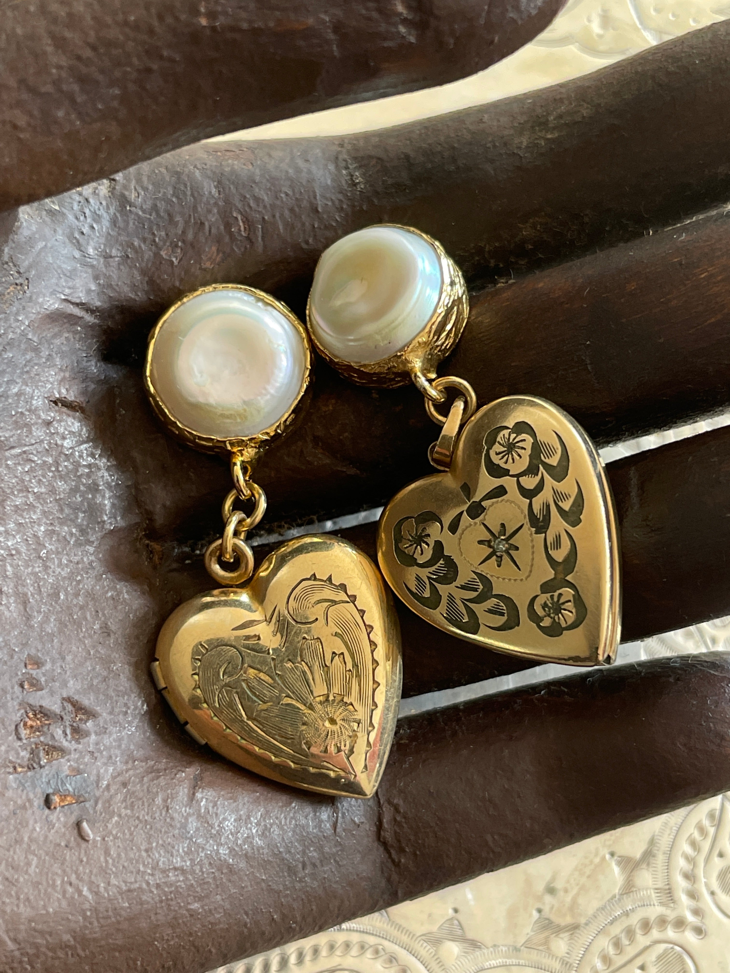 Antique Heart Locket Earrings